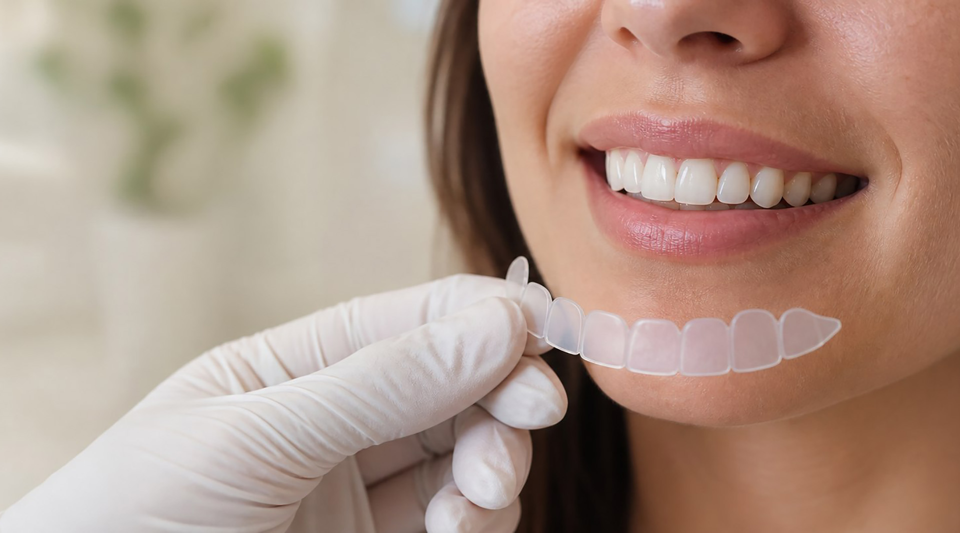 Patient previewing a cosmetic smile design for composite injection molding